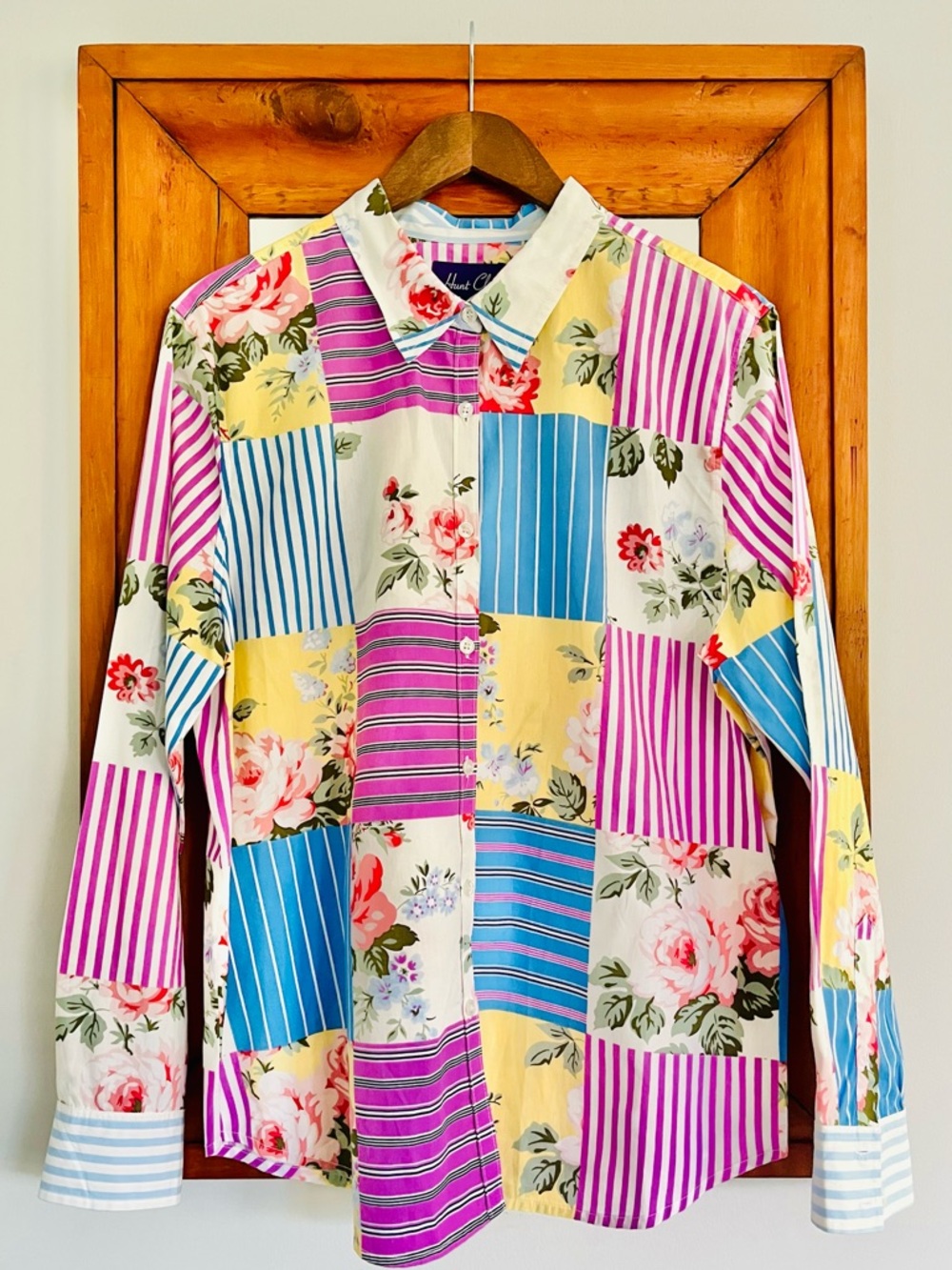 1990 Vintage Shabby Chic Cotton Patchwork Button-Up